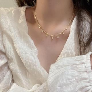 【SUMMER一夏】韓國設計愛心微鑲皓石流蘇鋯石精緻璀璨項鍊(ins韓風)