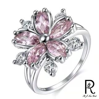 【RJ New York】浪漫花型雙色鋯石輕奢戒指耳環項鍊(戒指項鍊耳環可選)