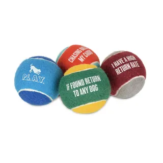 【P.L.A.Y.】發聲網球組-4入(互動拉扯 狗玩具)