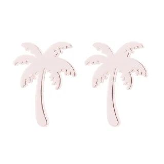 【VIA】白鋼耳釘 白鋼耳環 椰子樹耳釘/植物系列 椰子樹造型白鋼耳釘(玫瑰金色)