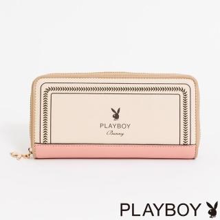 【PLAYBOY】拉鍊+翻蓋長夾 Viva+系列(粉色)