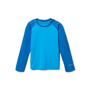 【Columbia 哥倫比亞】童款-Sandy Shores™UPF50快排長袖上衣-藍色(UAY00170BL)