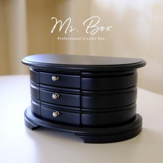 【Ms. box 箱子小姐】英國MELE&CO黑色木製旋轉珠寶盒/飾品盒/收納盒(特殊旋轉磁吸門)