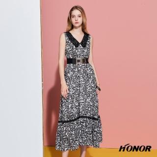 【HONOR 山形屋】塗鴉文字V領無袖洋裝(MOMO獨家限定)