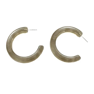【INES】韓國設計S925銀針復古大C圈暈染透明樹脂造型耳環(S925銀針耳環 C圈耳環 透明耳環)