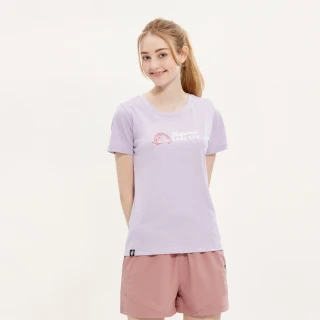 【Hang Ten】女裝-REGULAR FIT竹節棉國家公園夕陽印花短袖T恤(淺粉紫)