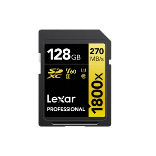 【Lexar 雷克沙】Professional 1800x SDXC™ UHS-II 128G記憶卡 GOLD 系列