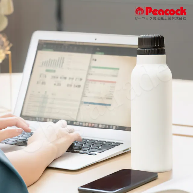 【Peacock 日本孔雀】氣泡水 汽水 碳酸飲料 專用 316不鏽鋼保溫杯600ML-湖水藍(抗菌加工)(保溫瓶)