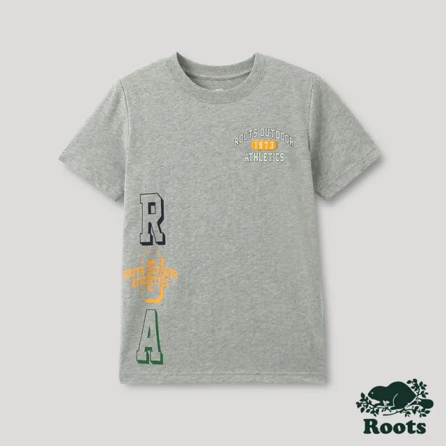 【Roots】Roots大童-戶外玩家系列 LOGO設計有機棉短袖T恤(灰色)