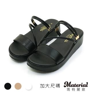 【MATERIAL 瑪特麗歐】女鞋 涼鞋 加大尺碼橫帶斜細帶厚底涼鞋 TG927(涼鞋)