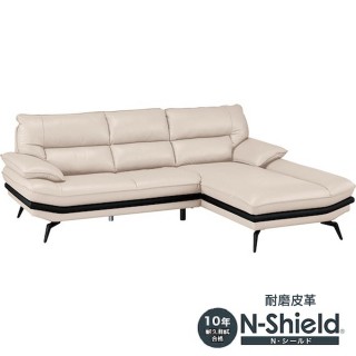 【NITORI 宜得利家居】◎耐磨皮革L型沙發 LOZO KD LC N-SHIELD BE(耐磨皮革 L型沙發 LOZOKD N-SHIELD)
