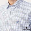 【pierre cardin 皮爾卡登】商務休閒 男款 混棉格紋短袖襯衫-藍色(5237166-37)