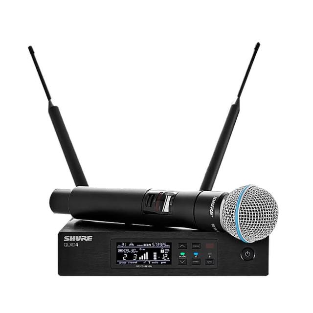 SHURE QLXD24 無線麥克風系統，採用數位技術提供穩定高品質音訊傳輸，支援多頻道操作，適用於演唱會、會議及其他專業音訊應用。品牌SHURE的經典之作，確保清晰聲音無幹擾，適合各種場合使用。