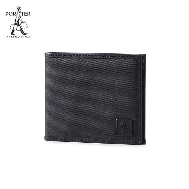 【PORTER INTERNATIONAL】點線式樣MOTIF真皮雙折短夾(黑)