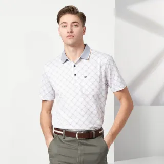 【pierre cardin 皮爾卡登】休閒服飾 男款 點點方格印花短袖POLO衫-卡其色(5237252-84)