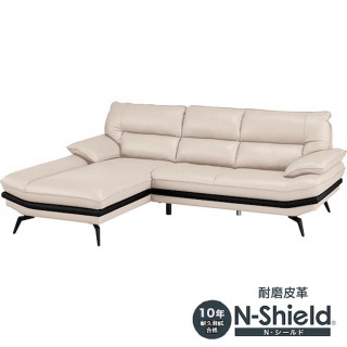 【NITORI 宜得利家居】◎耐磨皮革L型沙發 LOZO KD RC N-SHIELD BE(耐磨皮革 L型沙發 LOZOKD N-SHIELD)