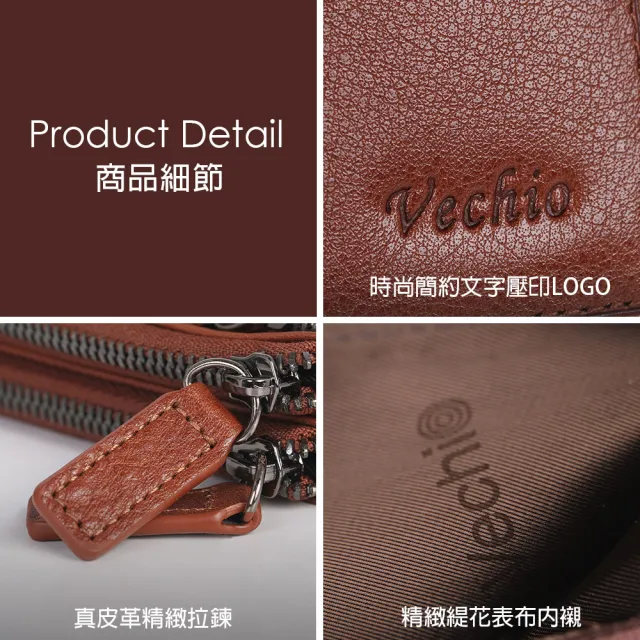 【VECHIO】台灣總代理 堅毅號 雙拉鍊零錢包-咖啡色(VE048W049BR)