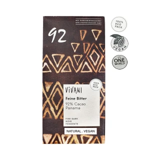 即期品【Vivani】德國92%極黑巧克力片 80g(商品效期2024.07.31)