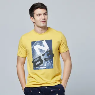 【NAUTICA】男裝 品牌LOGO海報風格短袖T恤(黃色)