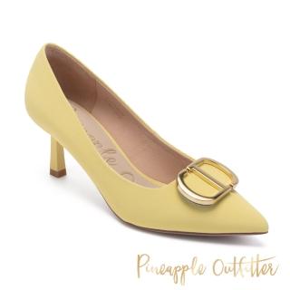 【Pineapple Outfitter】GESINE 真皮壓紋尖頭中跟鞋(黃色)