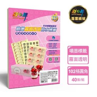 【彩之舞】噴墨霧面透明防水標籤 40張/組/102格圓角 u3013jcm-20x2包(貼紙、標籤紙、a4、霧面透明)