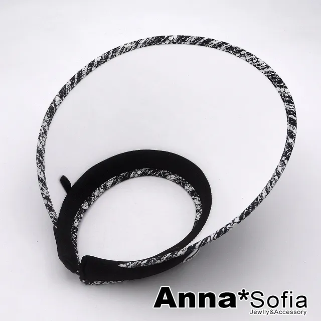 【AnnaSofia】遮陽防曬空頂帽鴨舌帽-小香呢風彈性寬箍 現貨(黑系)