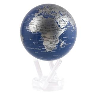 【MOVA】光能地球儀 - 古典銀藍地圖Blue and Silver 4.5英吋(居家擺設．精緻送禮．轉運．紀念日．生日)