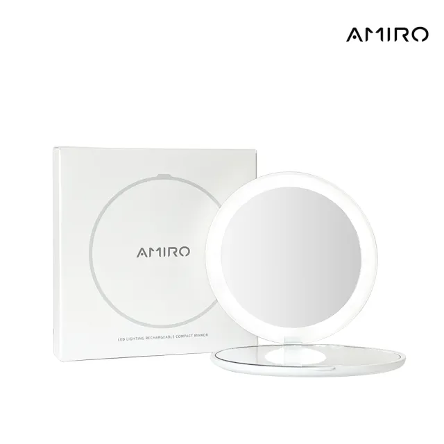 【AMIRO】LED隨身化妝鏡-白色(隨身鏡 情人節禮物   新年禮物)