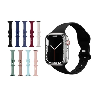 【kingkong】Apple Watch Ultra/S8/7/6/5/4/SE 細圈蝴蝶釦矽膠運動錶帶(蘋果手錶替換帶 運動腕帶)
