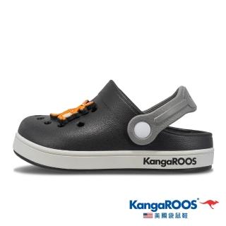 【KangaROOS 美國袋鼠鞋】童鞋 AERO布希鞋 旋轉式後帶可固定 輕量 休閒涼鞋(黑-KK31890)
