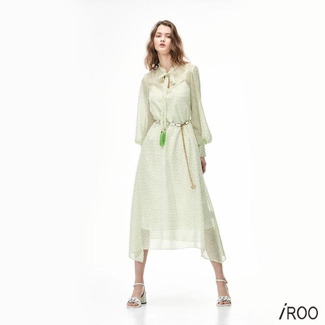 【iROO】點點紋理印花長洋裝