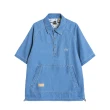 【5th STREET】中性款輕量半開襟短T恤-拔淺藍(山形系列)
