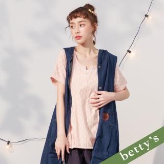 【betty’s 貝蒂思】假2件V領袖綁帶短袖上衣(粉色)