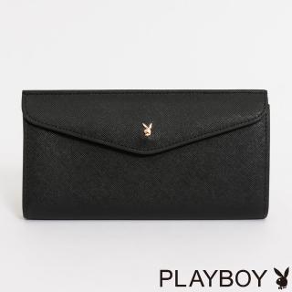 【PLAYBOY】翻蓋長夾 Black& Pink系列(黑色)