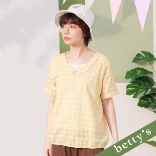 【betty’s 貝蒂思】假2件格紋布短袖上衣(淺黃)