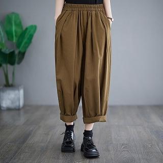 【巴黎精品】現貨+預購 寬管褲休閒長褲(休閒束腳九分減齡寬鬆大碼女褲子3色a1bj37)