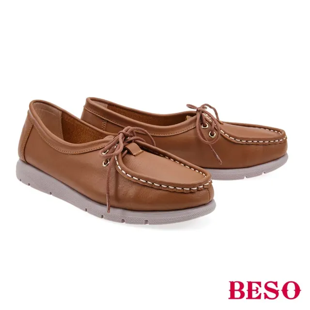 【A.S.O 阿瘦集團】BESO質感復古軟Q綁帶軟骨休閒鞋(茶色)