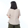 【JEEP】女裝 縮腰設計簡約短袖襯衫(淺卡其)