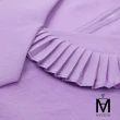 【MYVEGA 麥雪爾】MA素面波浪壓褶領雪紡上衣-紫