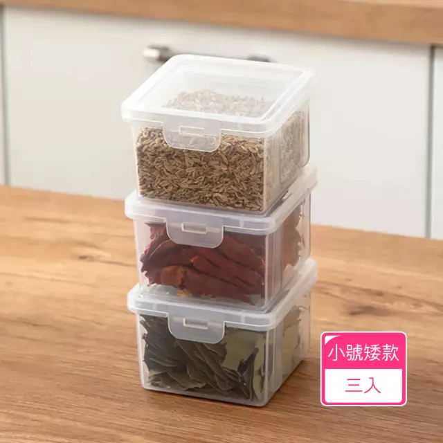 【Dagebeno荷生活】PP材質透明可疊加防潮防塵分裝盒 調味料義大利麵藥材保鮮盒(小號3入)