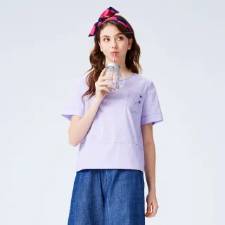 【MYVEGA 麥雪爾】縫線造型拼接素面上衣-淺紫