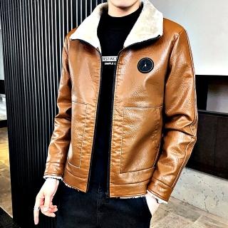 【巴黎精品】現貨+預購 皮衣外套機車夾克(翻領加絨復古禦寒男外套3色p1ar18)