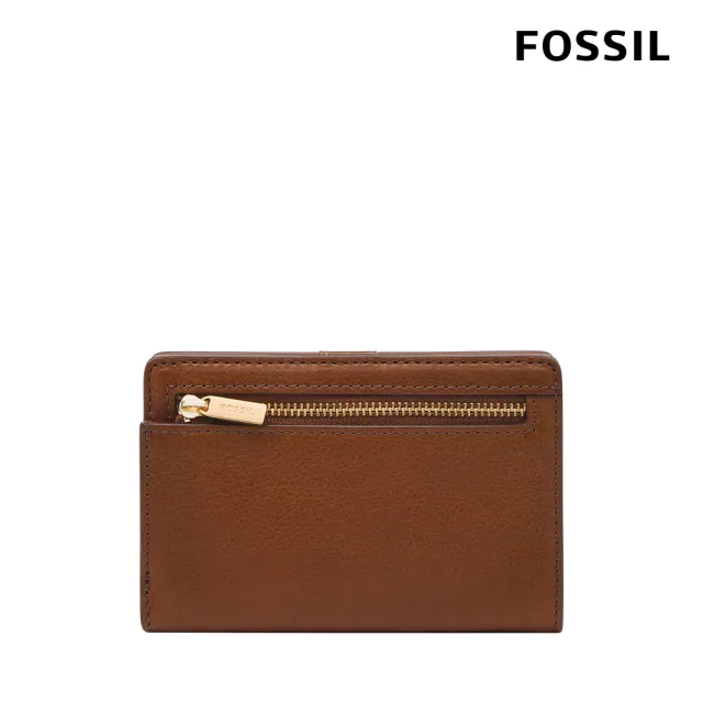 【FOSSIL 官方旗艦館】Liza 輕巧型真皮短夾-咖啡色X金飾片 SL7986G200