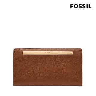 【FOSSIL 官方旗艦館】Liza 輕巧型真皮零錢袋長夾-咖啡色X金飾片 SL7891G200