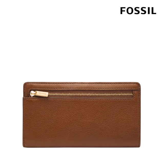 【FOSSIL 官方旗艦館】Liza 輕巧型真皮零錢袋長夾-咖啡色X金飾片 SL7891G200