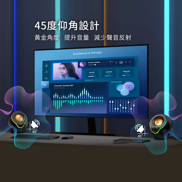 【Abee 快譯通】多媒體燈光電腦喇叭(PC-005W)