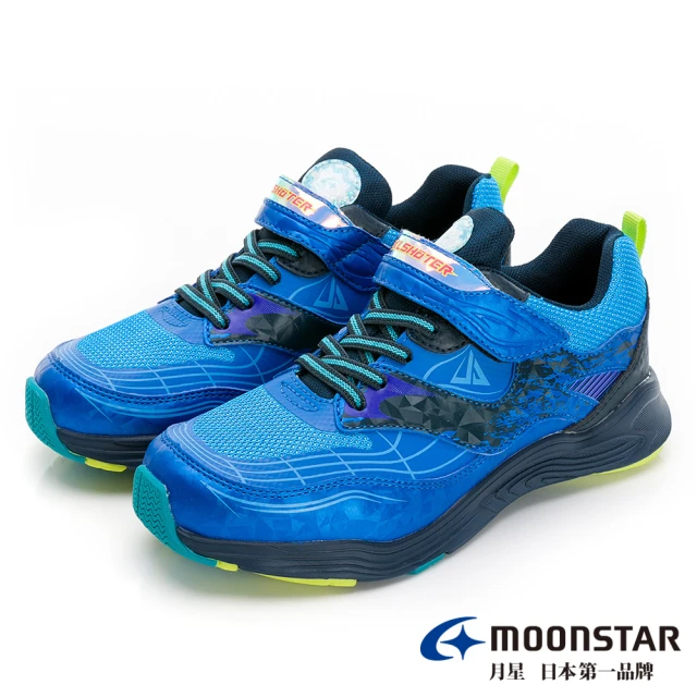 【MOONSTAR 月星】童鞋炫技者水系列-2E寬楦競速鞋(藍)