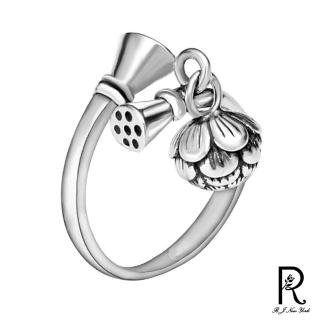 【RJ New York】復古約會蓮花小清新開口戒指(白金色)
