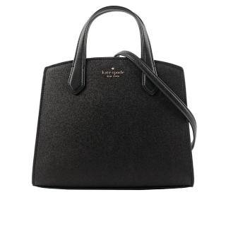 【KATE SPADE】Tinsel 閃亮布質手提/斜背二用包(黑色)