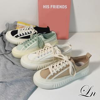 【LN】現貨 新款韓版小眾設計感帆布鞋※(厚底/休閒/時尚/長腿/售完不補)